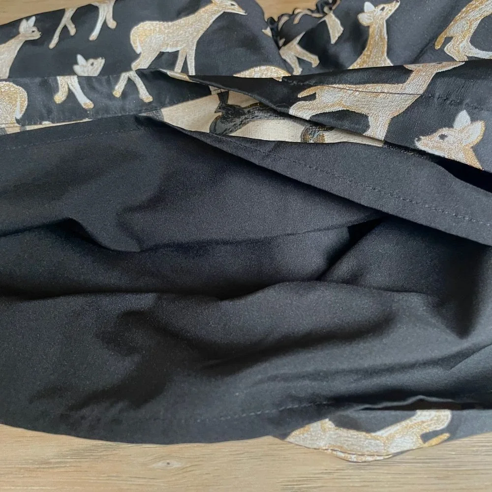Gymboree‎ Holiday Black and Gold Deer Print Dressy Skirt Jacquard Youth XL/14
